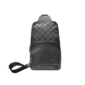 Louis Vuitton Avenue Sling Bag Damier Infini Black leather wrapped the
